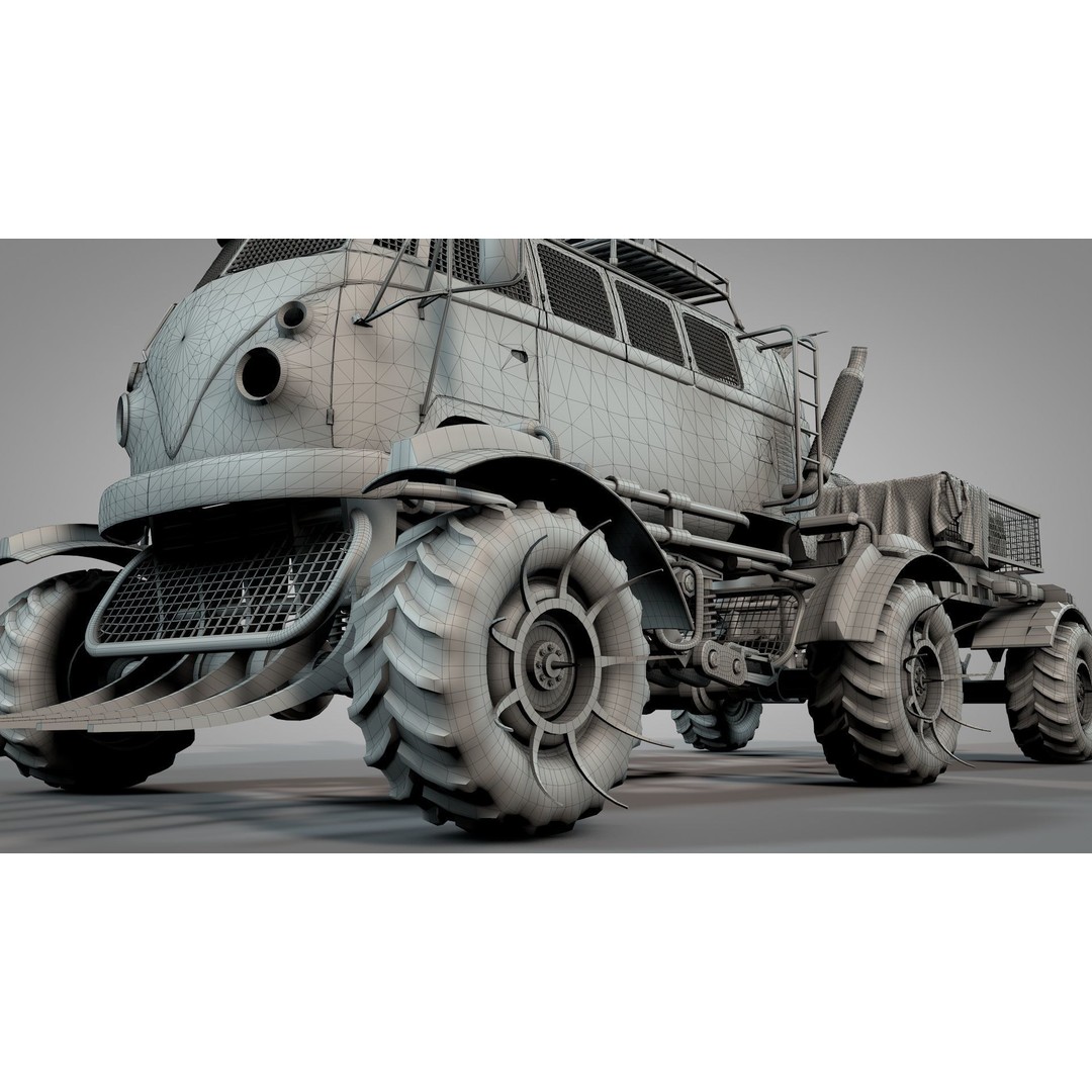 Apocalyptic War Cars 3D Model – High Poly Survival Vehicle, FBX, OBJ - View 12