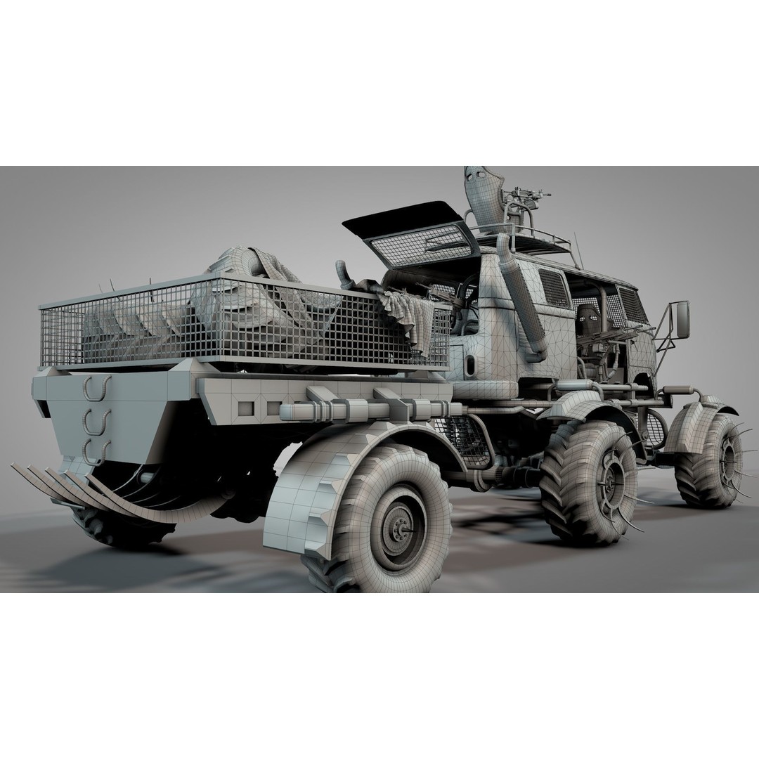 Apocalyptic War Cars 3D Model – High Poly Survival Vehicle, FBX, OBJ - View 13