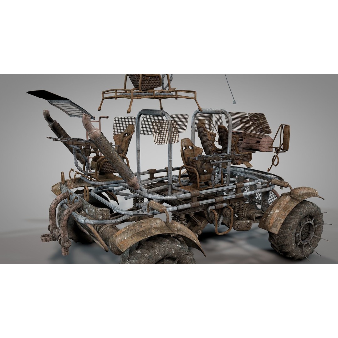 Apocalyptic War Cars 3D Model – High Poly Survival Vehicle, FBX, OBJ - View 16