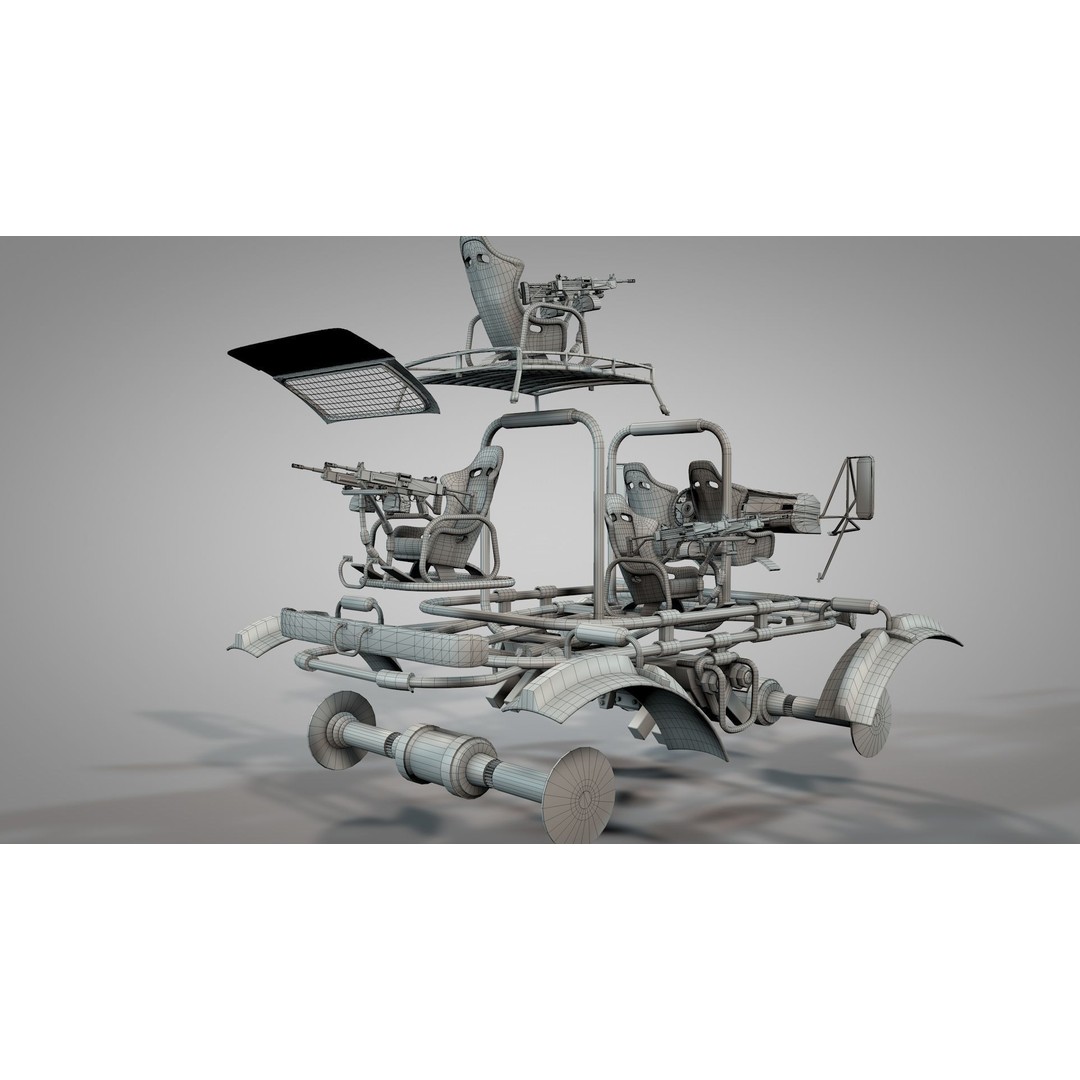 Apocalyptic War Cars 3D Model – High Poly Survival Vehicle, FBX, OBJ - View 21