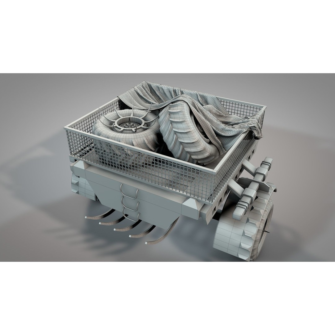 Apocalyptic War Cars 3D Model – High Poly Survival Vehicle, FBX, OBJ - View 23