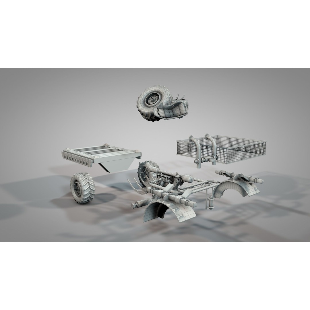 Apocalyptic War Cars 3D Model – High Poly Survival Vehicle, FBX, OBJ - View 24