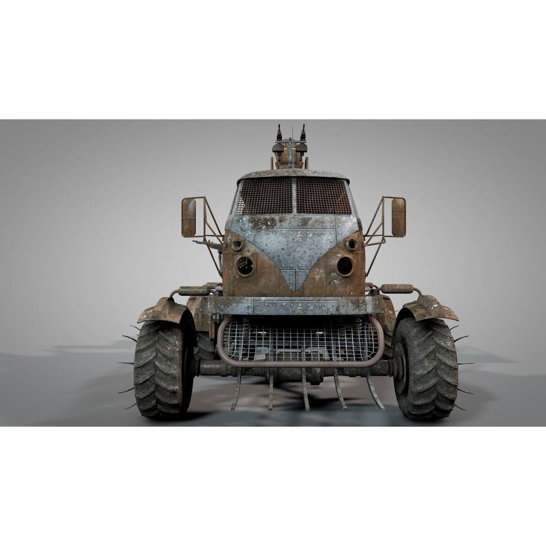 Apocalyptic War Cars 3D Model – High Poly Survival Vehicle, FBX, OBJ - View 5