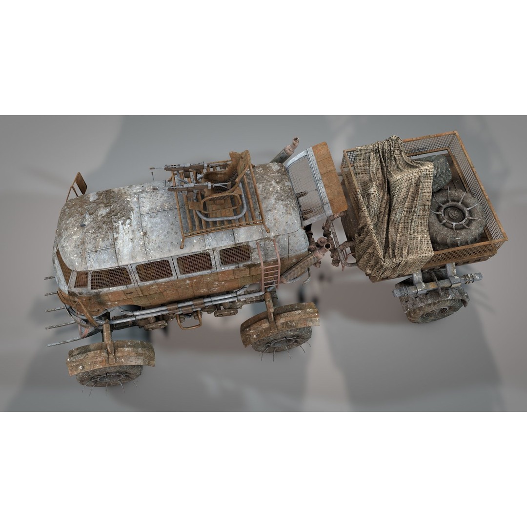 Apocalyptic War Cars 3D Model – High Poly Survival Vehicle, FBX, OBJ - View 6