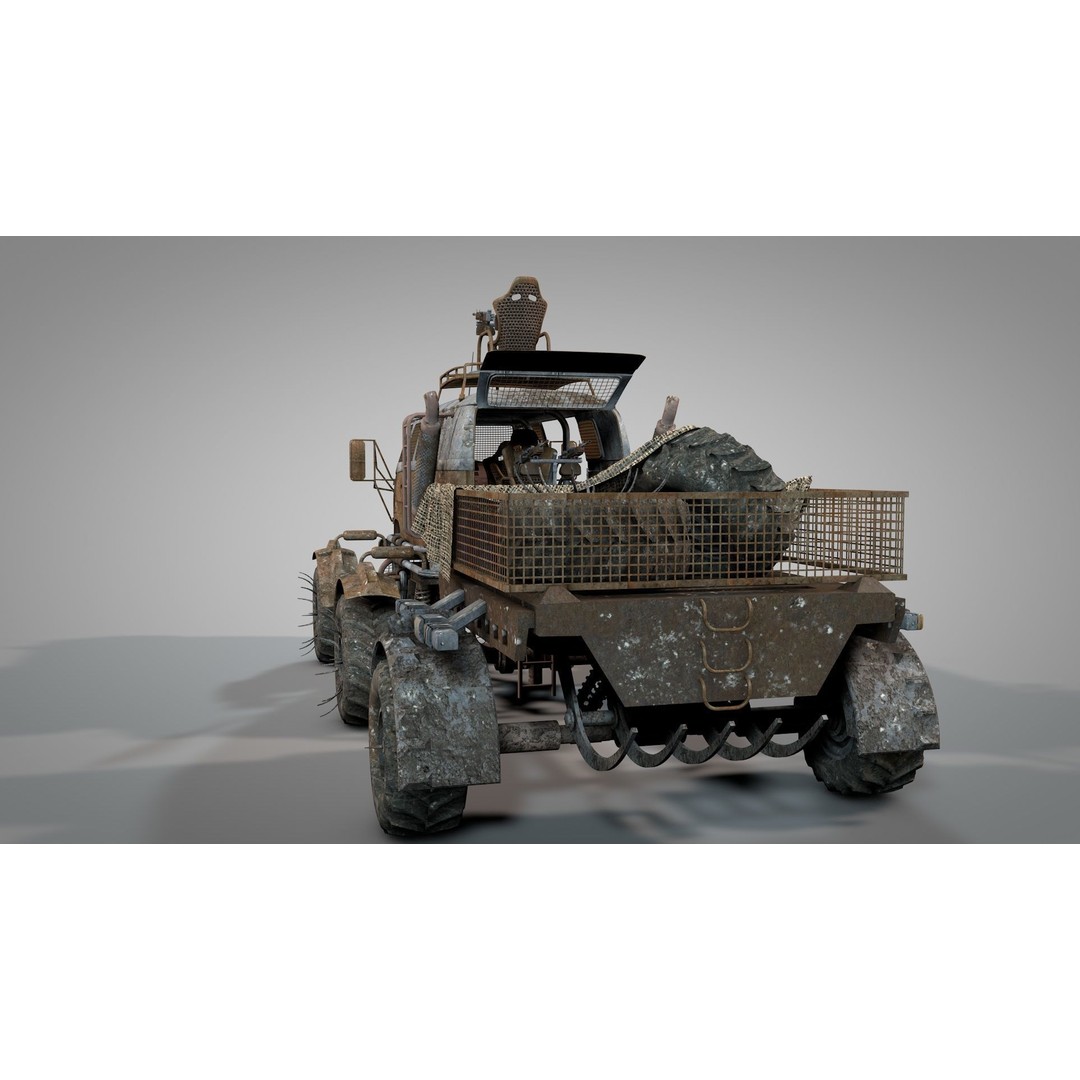 Apocalyptic War Cars 3D Model – High Poly Survival Vehicle, FBX, OBJ - View 7