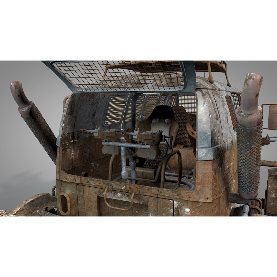 Apocalyptic War Cars 3D Model – High Poly Survival Vehicle, FBX, OBJ - View 8