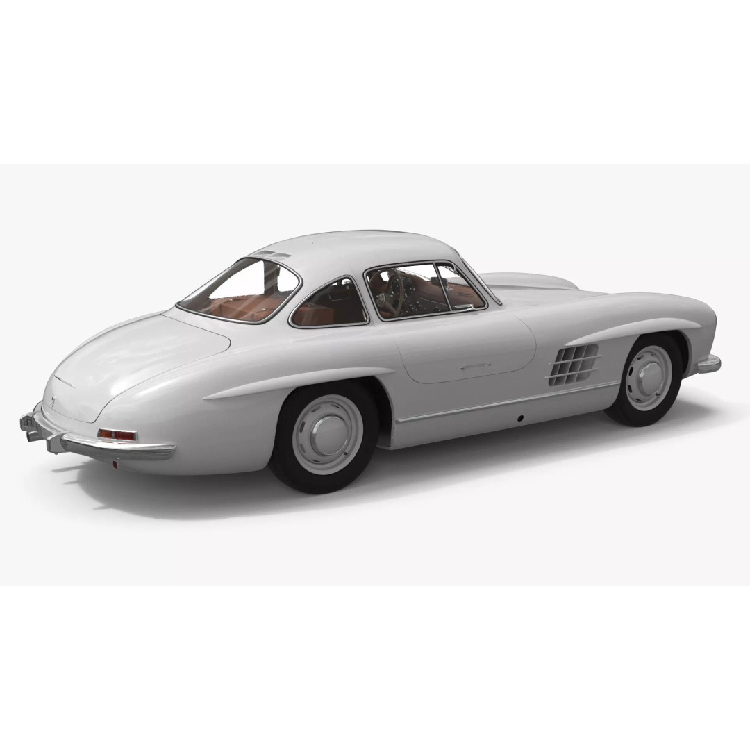 Vintage Collector Sports Car 3D Model – Classic 1950s Gullwing Design, FBX - View 10