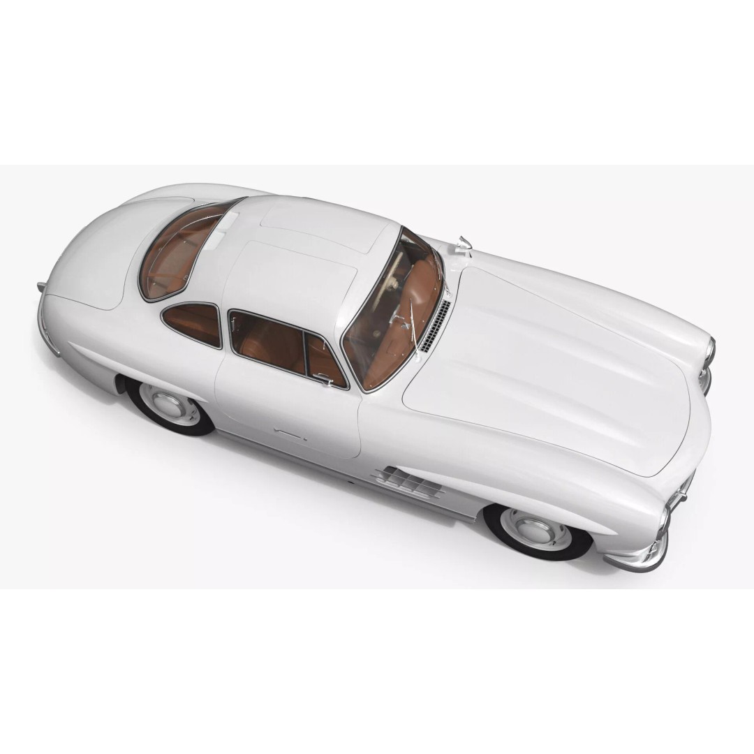 Vintage Collector Sports Car 3D Model – Classic 1950s Gullwing Design, FBX - View 11