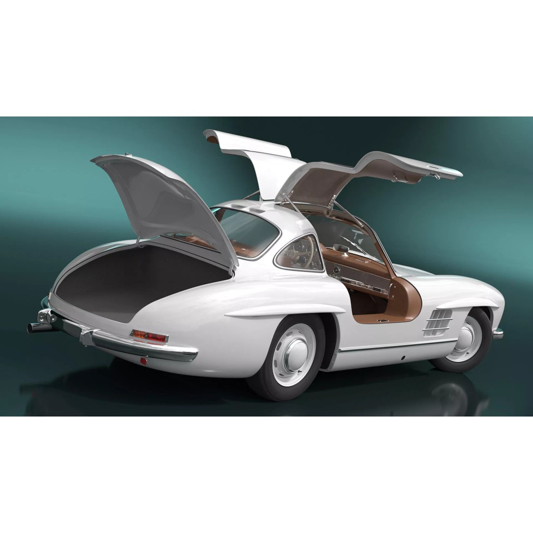 Vintage Collector Sports Car 3D Model – Classic 1950s Gullwing Design, FBX - View 2