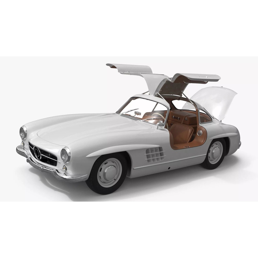 Vintage Collector Sports Car 3D Model – Classic 1950s Gullwing Design, FBX - View 21