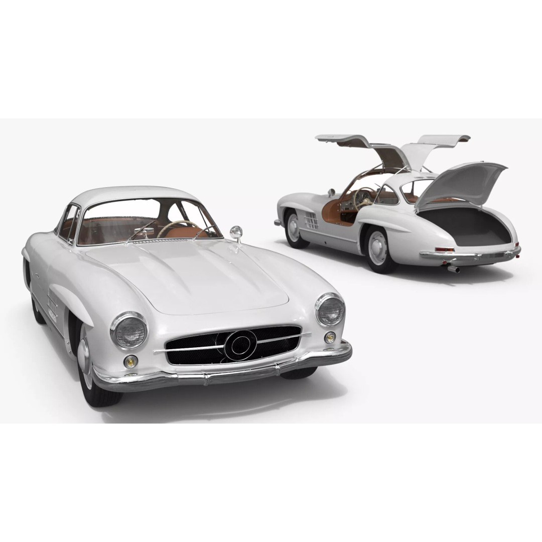 Vintage Collector Sports Car 3D Model – Classic 1950s Gullwing Design, FBX - View 22