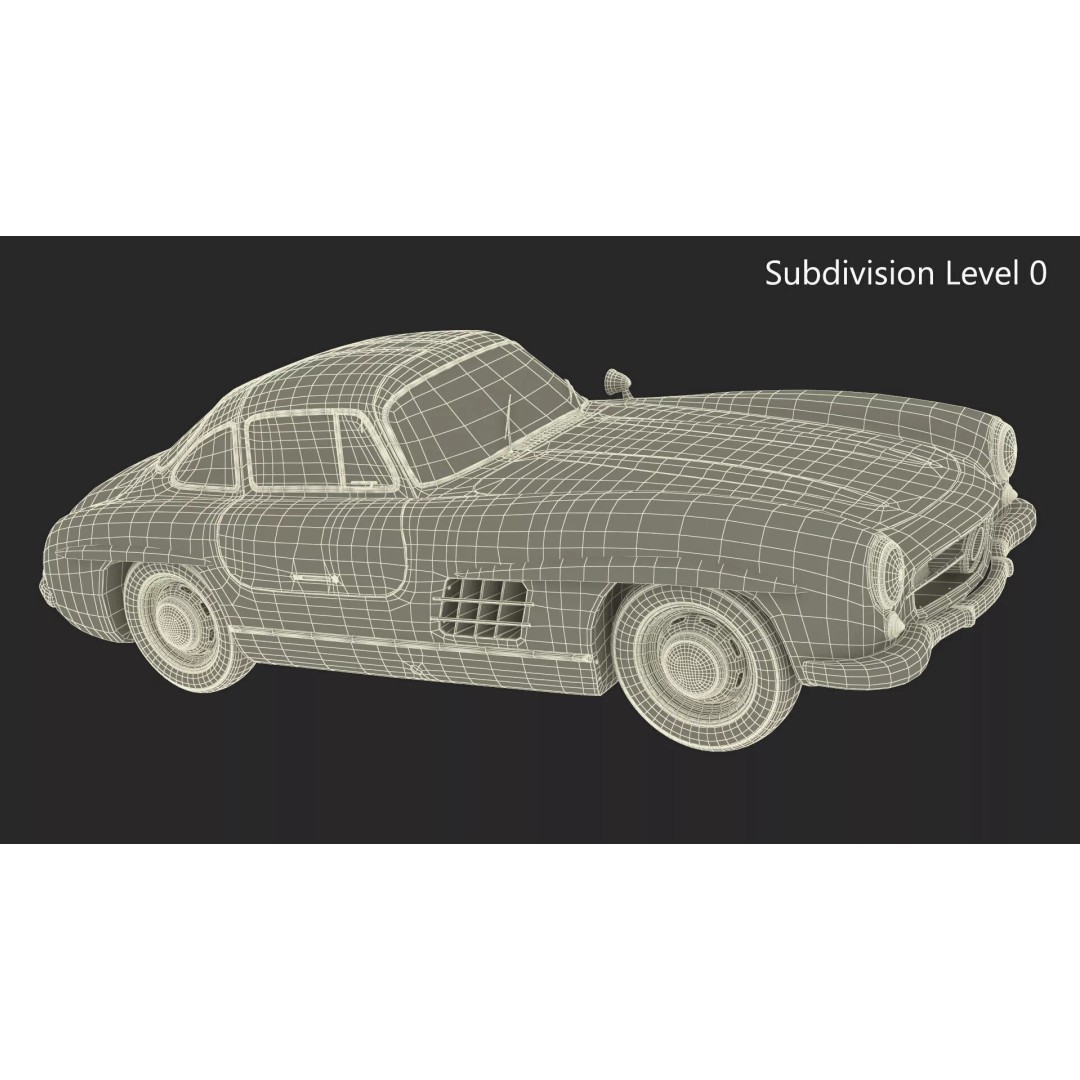 Vintage Collector Sports Car 3D Model – Classic 1950s Gullwing Design, FBX - View 24