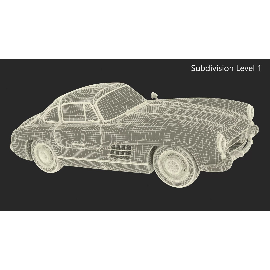 Vintage Collector Sports Car 3D Model – Classic 1950s Gullwing Design, FBX - View 25