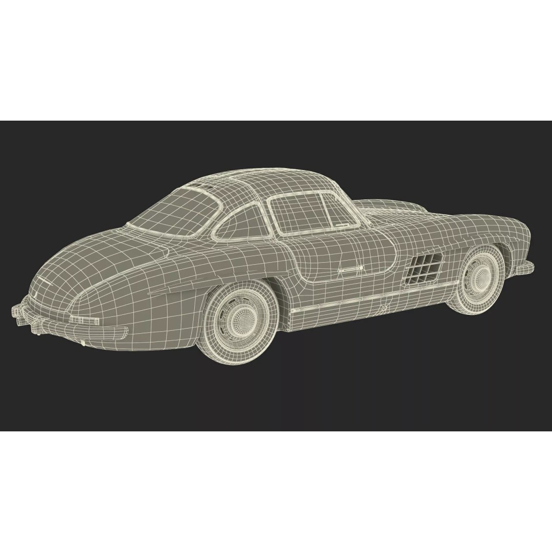 Vintage Collector Sports Car 3D Model – Classic 1950s Gullwing Design, FBX - View 29