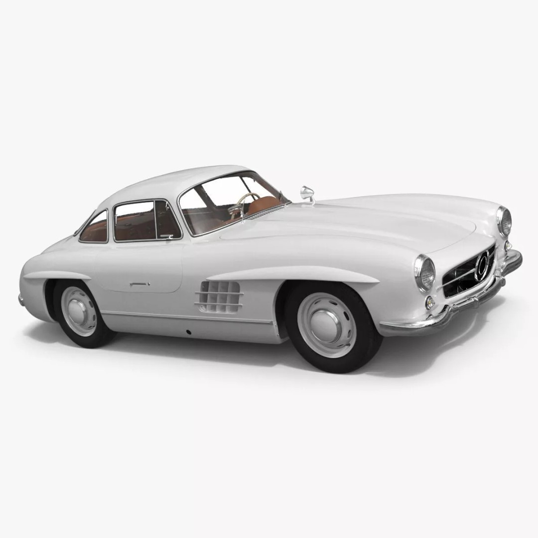 Vintage Collector Sports Car 3D Model – Classic 1950s Gullwing Design, FBX - View 3