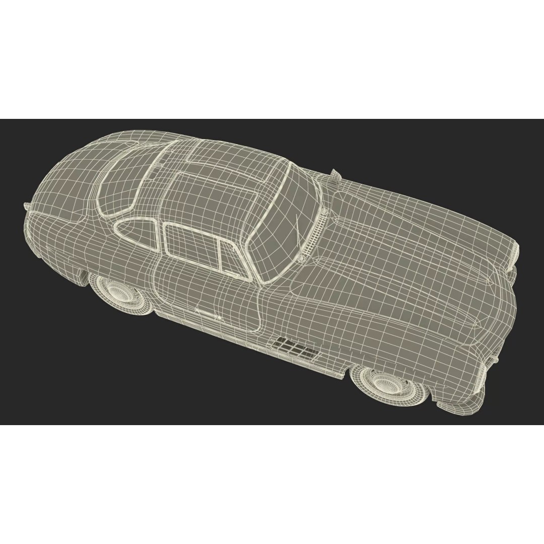 Vintage Collector Sports Car 3D Model – Classic 1950s Gullwing Design, FBX - View 30