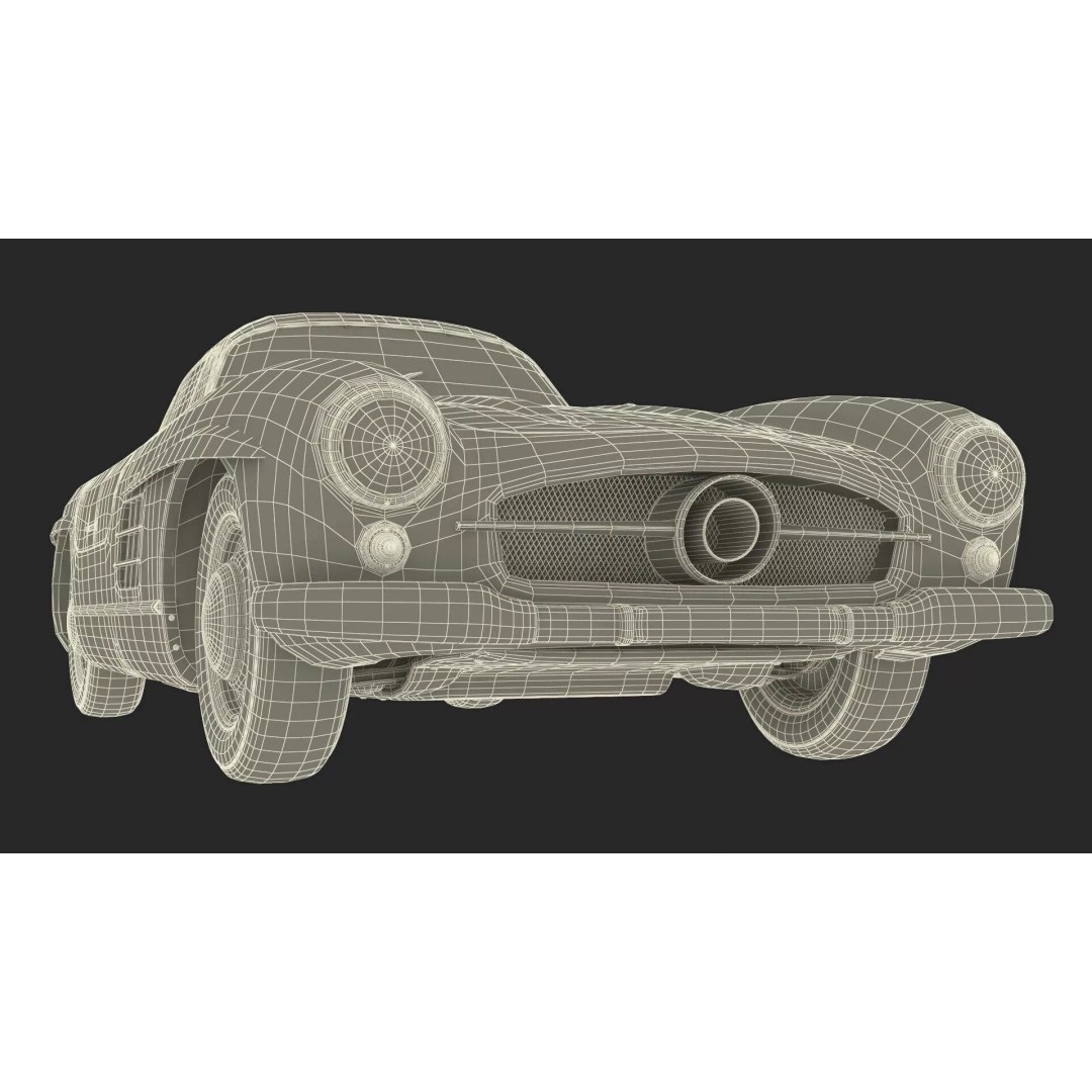 Vintage Collector Sports Car 3D Model – Classic 1950s Gullwing Design, FBX - View 32