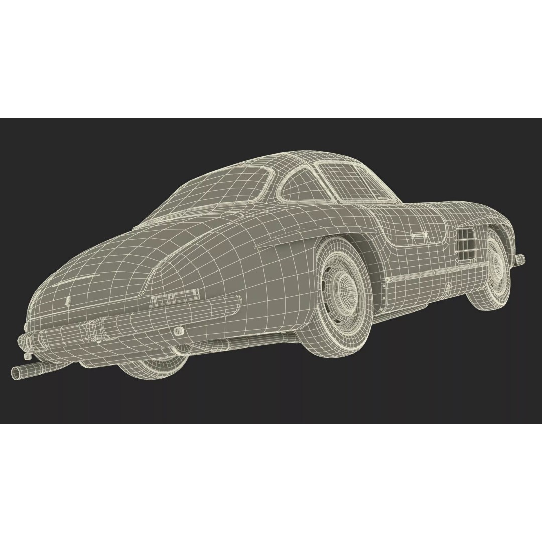 Vintage Collector Sports Car 3D Model – Classic 1950s Gullwing Design, FBX - View 33