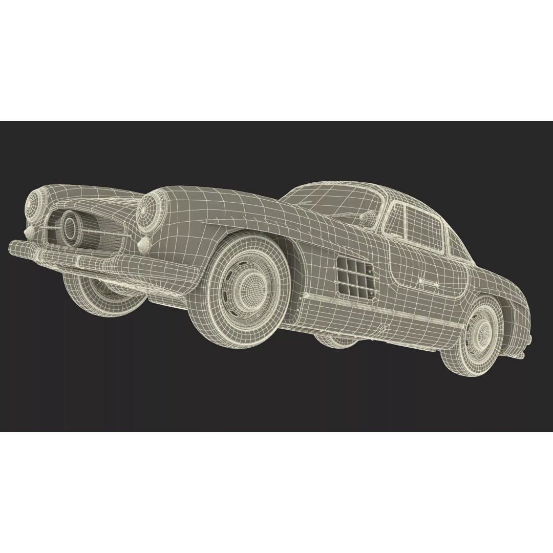 Vintage Collector Sports Car 3D Model – Classic 1950s Gullwing Design, FBX - View 39