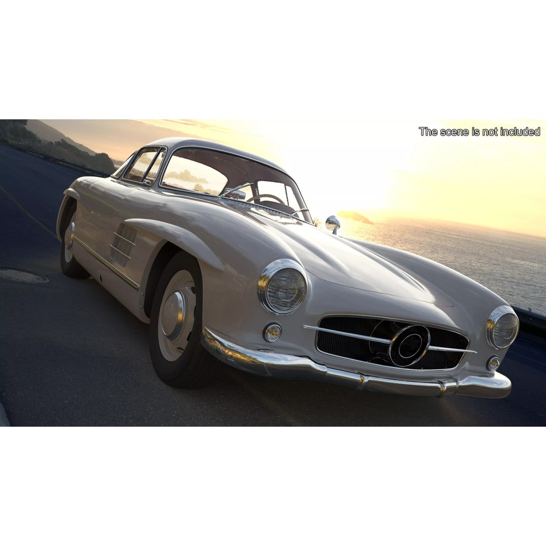 Vintage Collector Sports Car 3D Model – Classic 1950s Gullwing Design, FBX - View 4