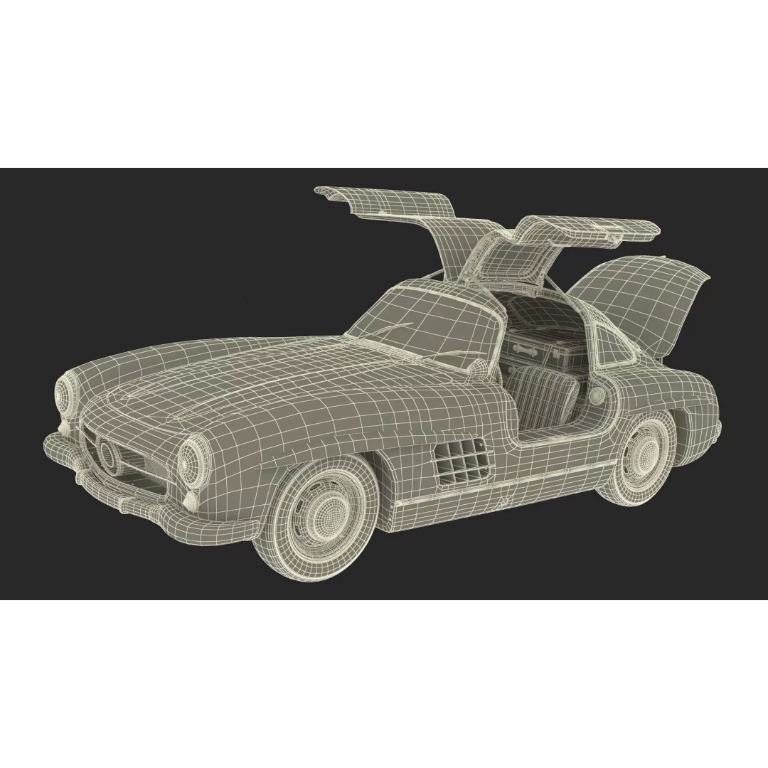 Vintage Collector Sports Car 3D Model – Classic 1950s Gullwing Design, FBX - View 40