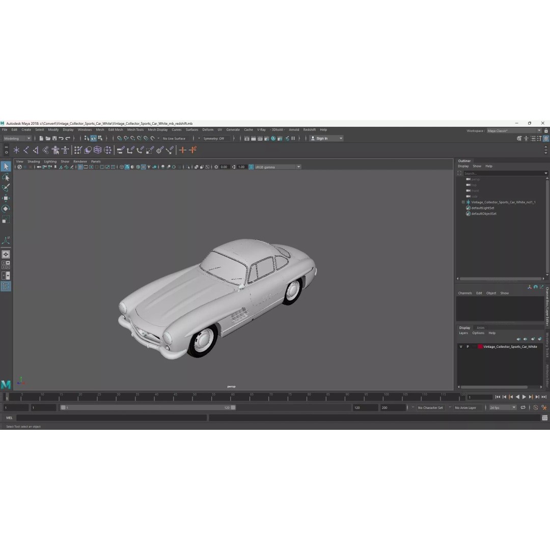 Vintage Collector Sports Car 3D Model – Classic 1950s Gullwing Design, FBX - View 43