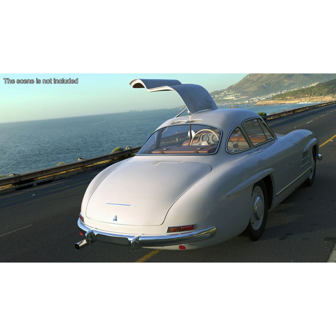 Vintage Collector Sports Car 3D Model – Classic 1950s Gullwing Design, FBX - View 5