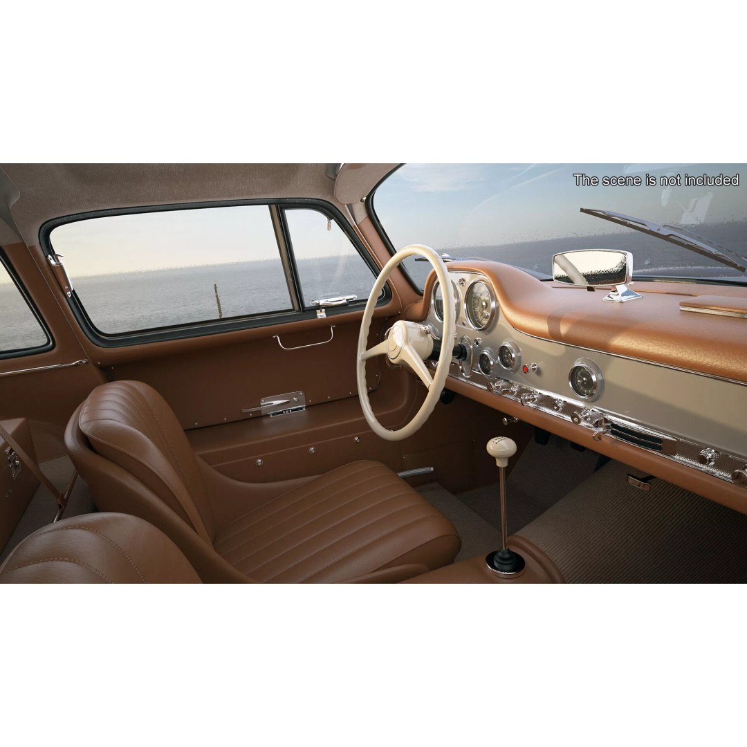Vintage Collector Sports Car 3D Model – Classic 1950s Gullwing Design, FBX - View 6
