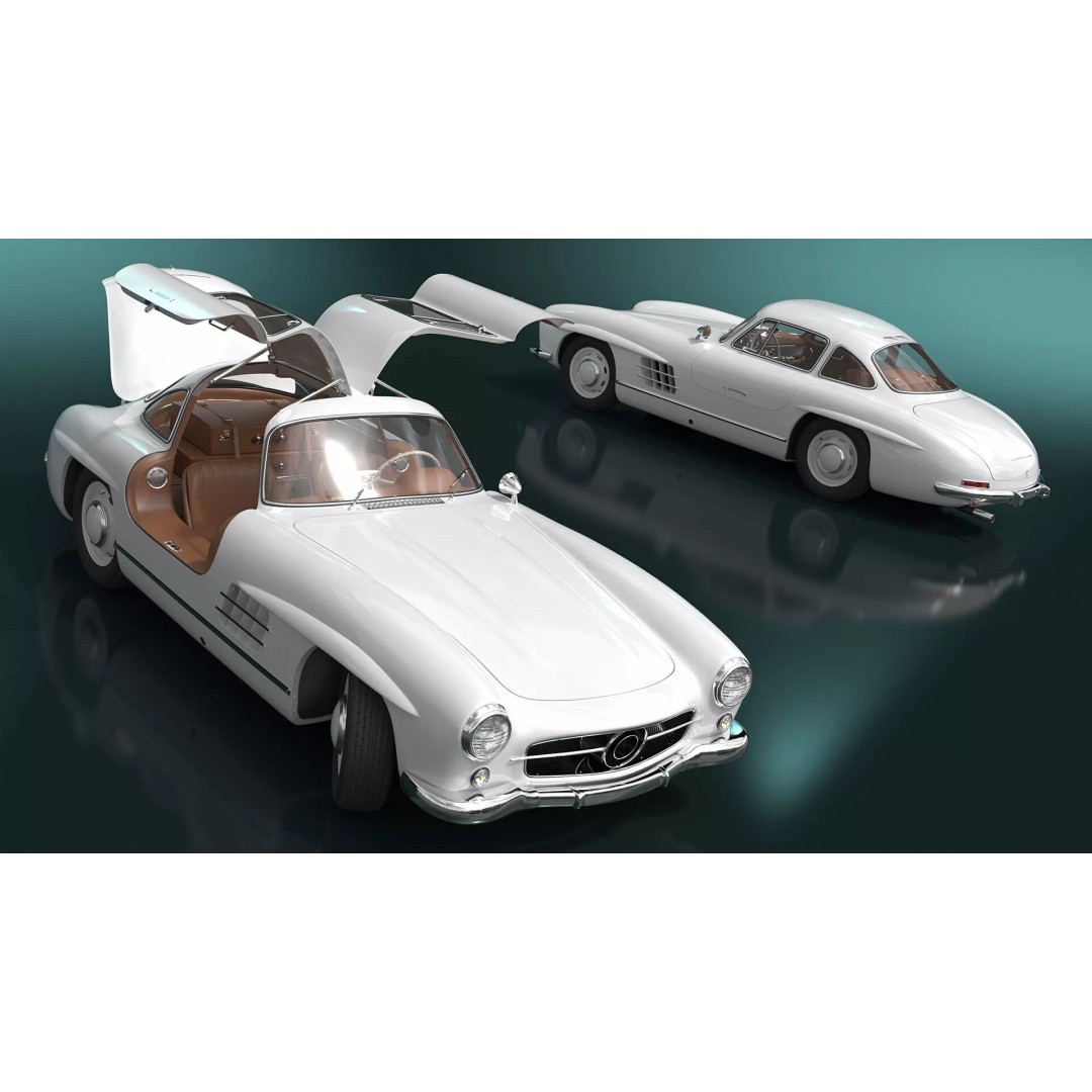 Vintage Collector Sports Car 3D Model – Classic 1950s Gullwing Design, FBX - View 8