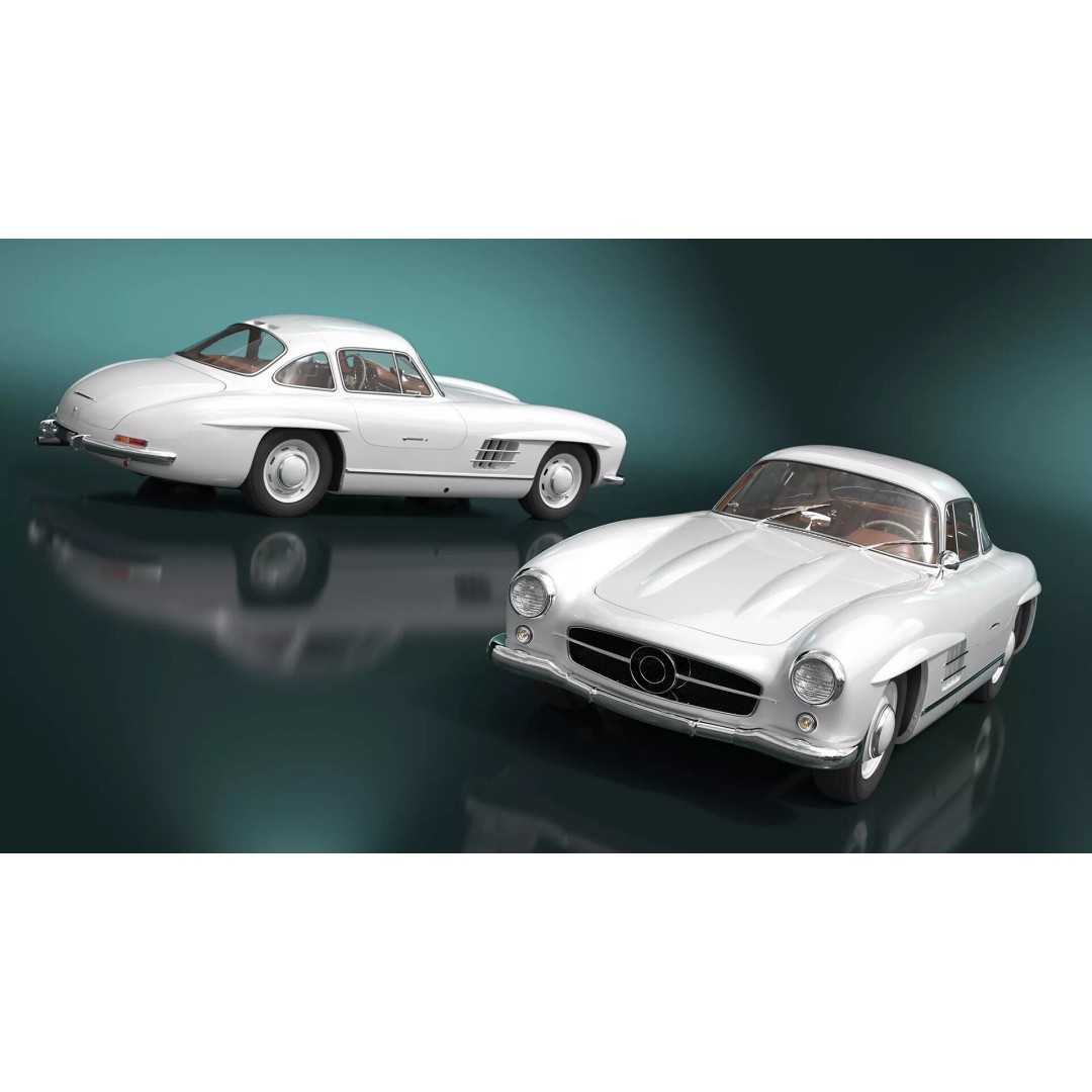 Vintage Collector Sports Car 3D Model – Classic 1950s Gullwing Design, FBX - View 9