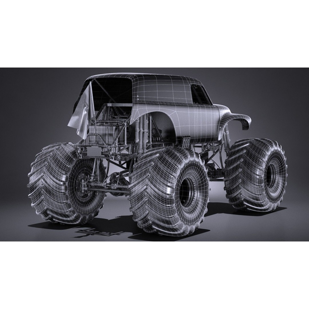 Grave Digger Monster Truck 3D Model – High Poly Game Asset, FBX, OBJ
