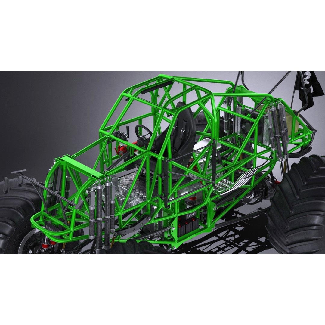 Grave Digger Monster Truck 3D Model – High Poly Game Asset, FBX, OBJ - View 10