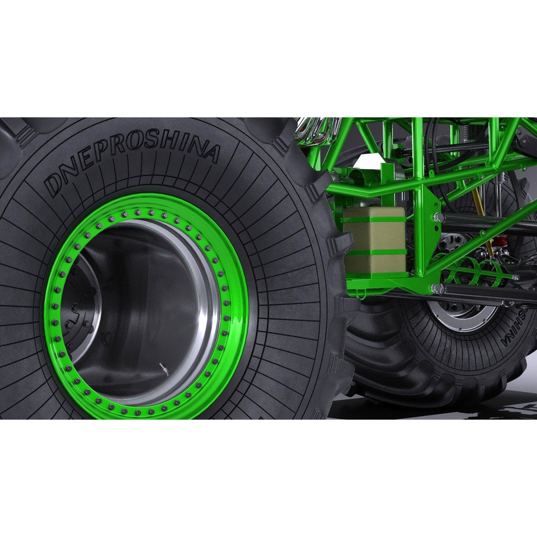 Grave Digger Monster Truck 3D Model – High Poly Game Asset, FBX, OBJ - View 14