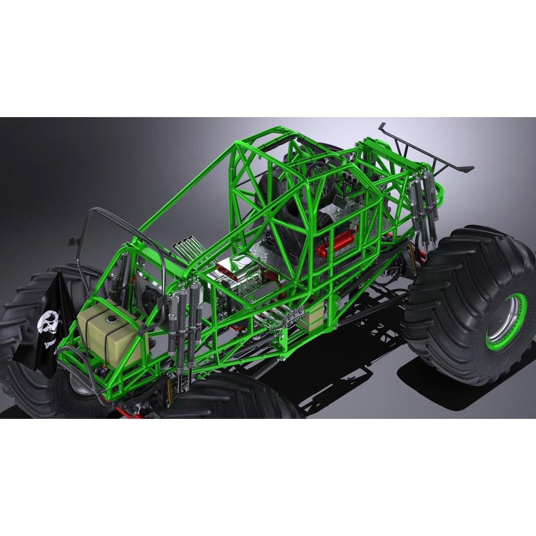Grave Digger Monster Truck 3D Model – High Poly Game Asset, FBX, OBJ - View 15
