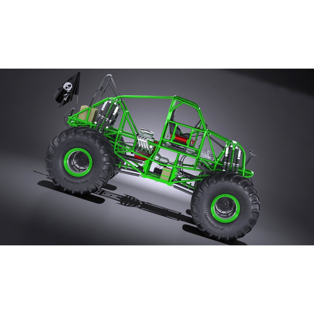 Grave Digger Monster Truck 3D Model – High Poly Game Asset, FBX, OBJ - View 16