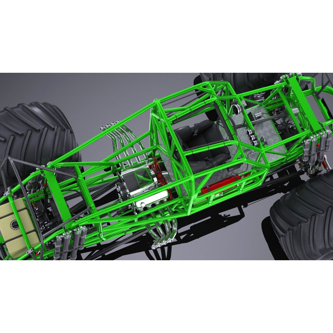 Grave Digger Monster Truck 3D Model – High Poly Game Asset, FBX, OBJ - View 17