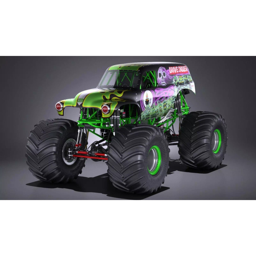 Grave Digger Monster Truck 3D Model – High Poly Game Asset, FBX, OBJ - View 2