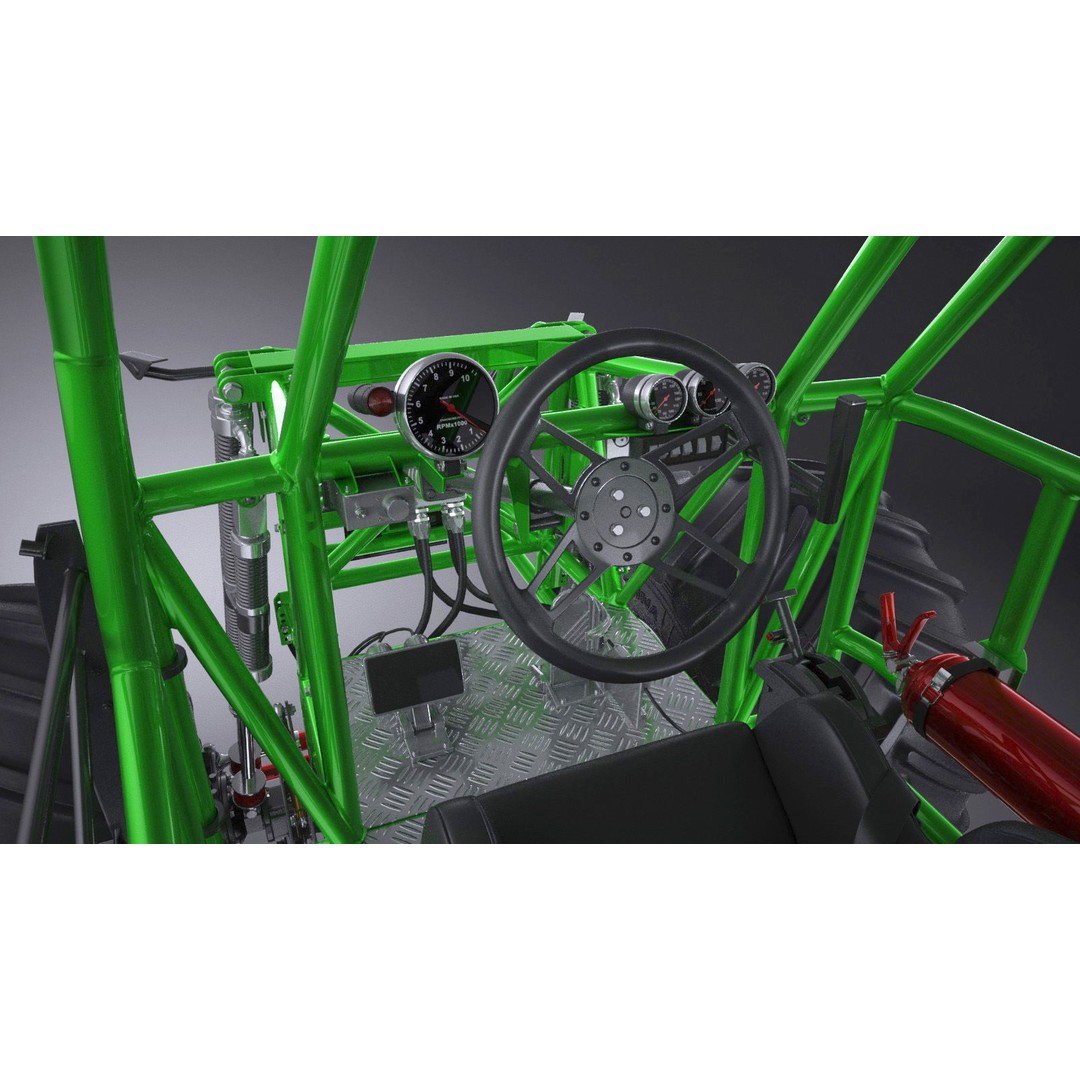 Grave Digger Monster Truck 3D Model – High Poly Game Asset, FBX, OBJ - View 22