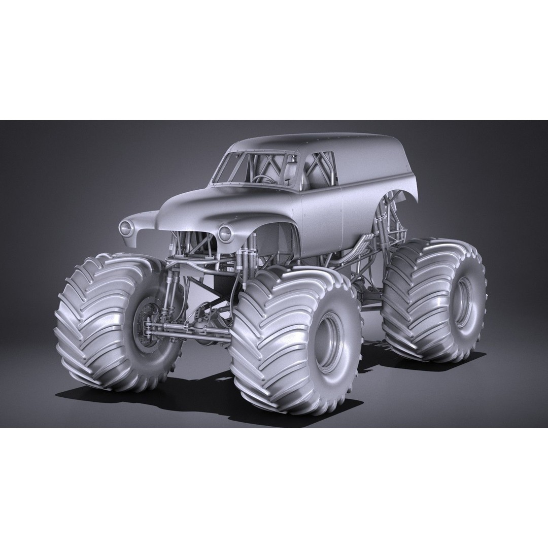 Grave Digger Monster Truck 3D Model – High Poly Game Asset, FBX, OBJ - View 26