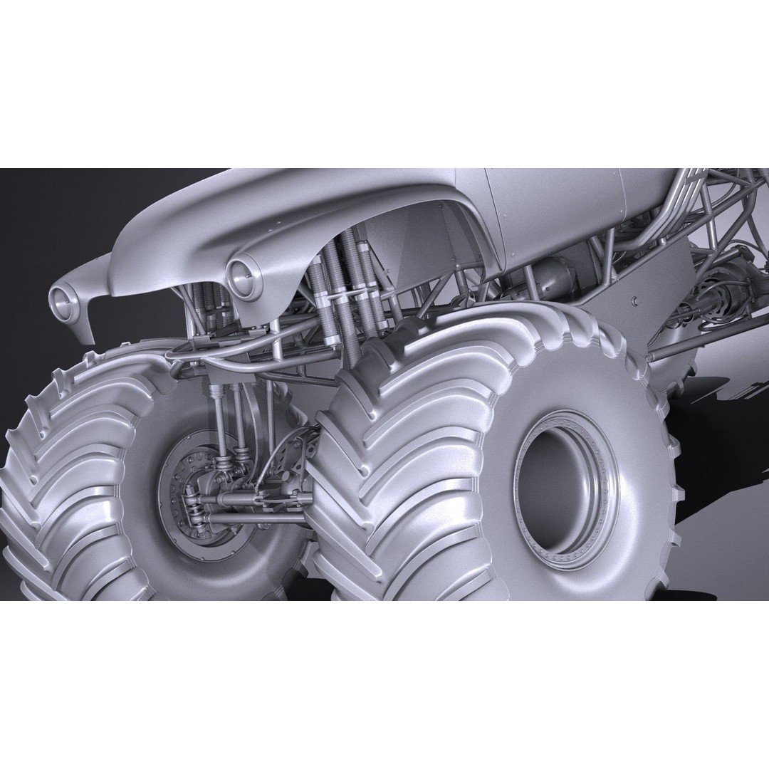Grave Digger Monster Truck 3D Model – High Poly Game Asset, FBX, OBJ - View 27