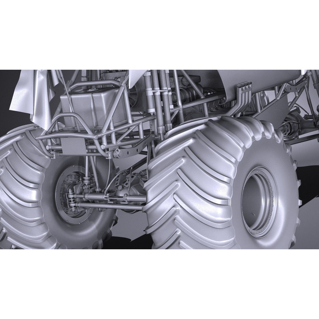 Grave Digger Monster Truck 3D Model – High Poly Game Asset, FBX, OBJ - View 28