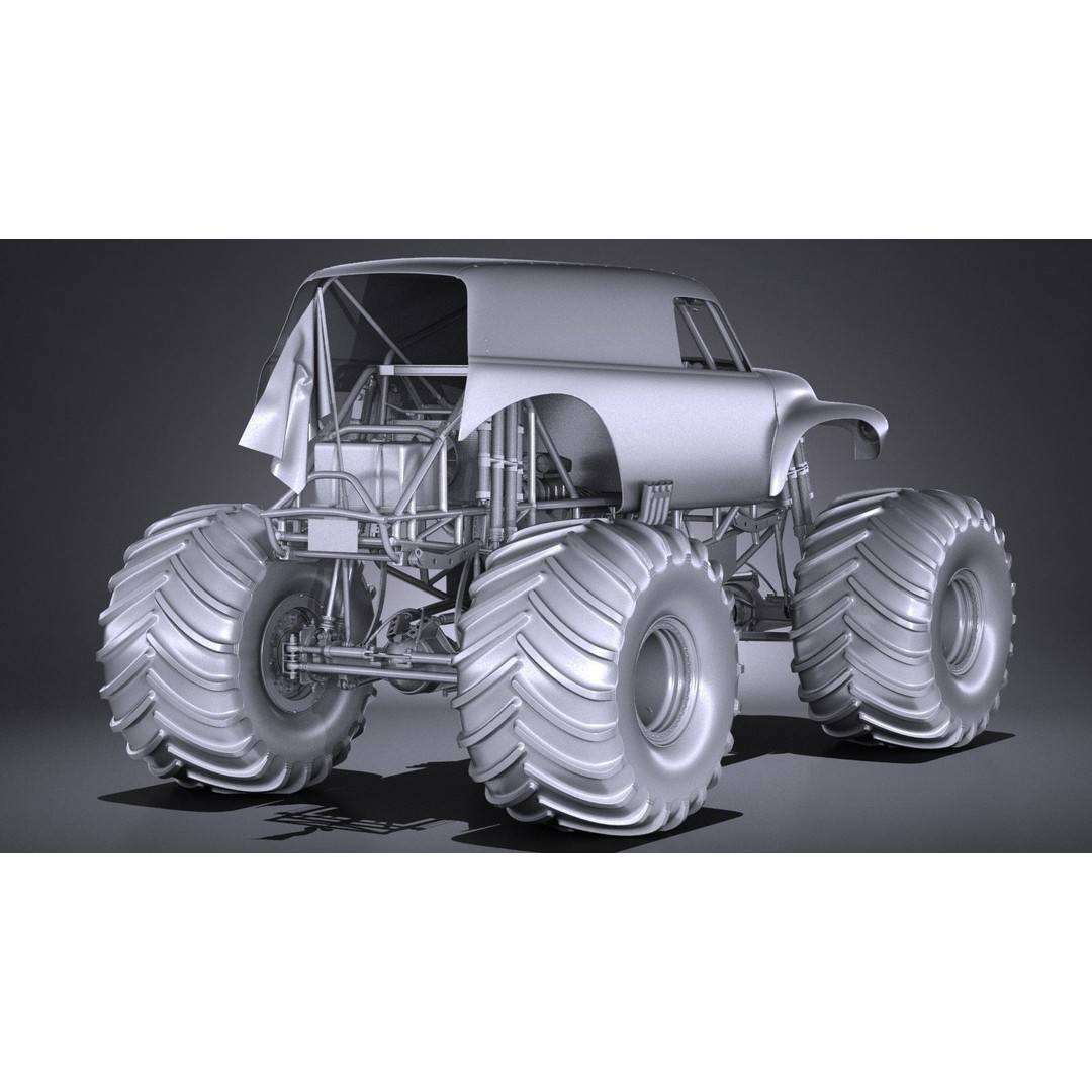 Grave Digger Monster Truck 3D Model – High Poly Game Asset, FBX, OBJ - View 29