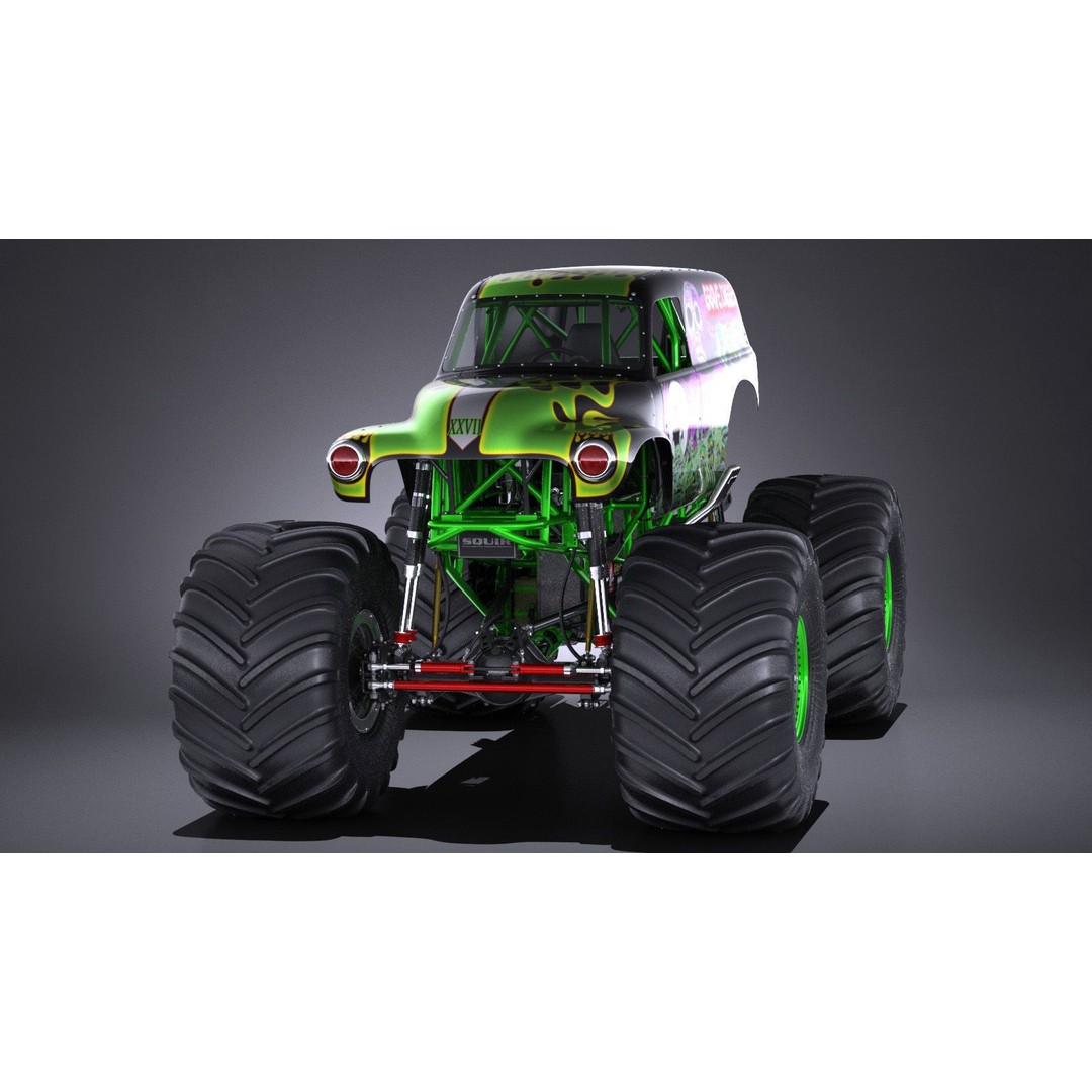 Grave Digger Monster Truck 3D Model – High Poly Game Asset, FBX, OBJ - View 3