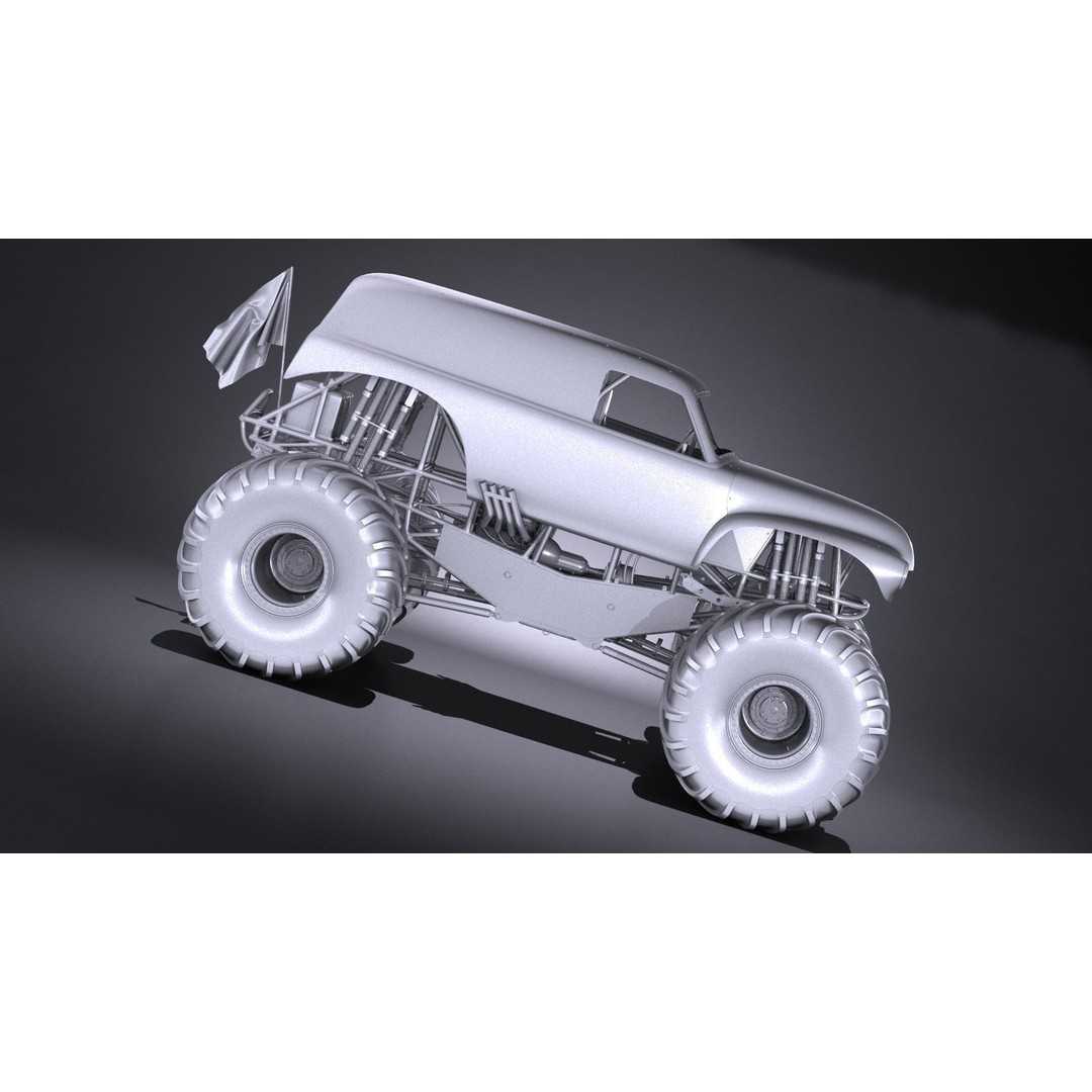 Grave Digger Monster Truck 3D Model – High Poly Game Asset, FBX, OBJ - View 30