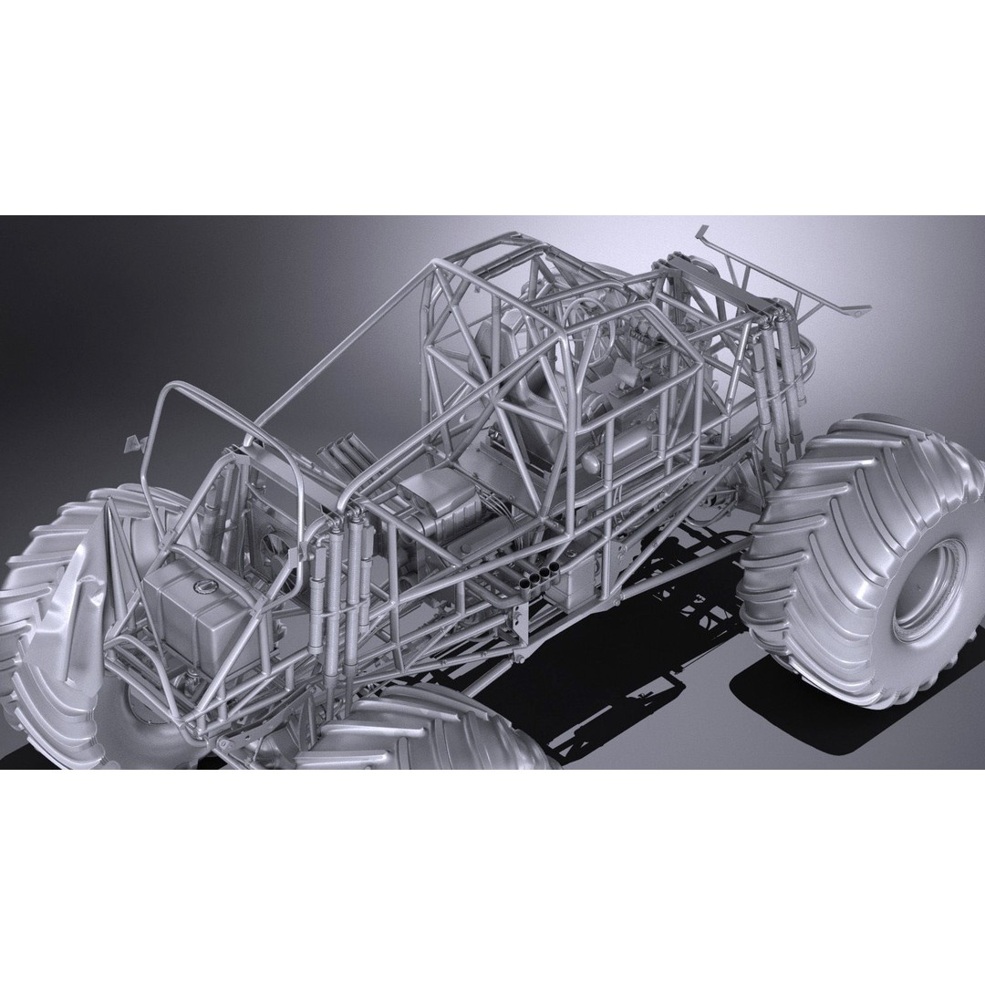 Grave Digger Monster Truck 3D Model – High Poly Game Asset, FBX, OBJ - View 33