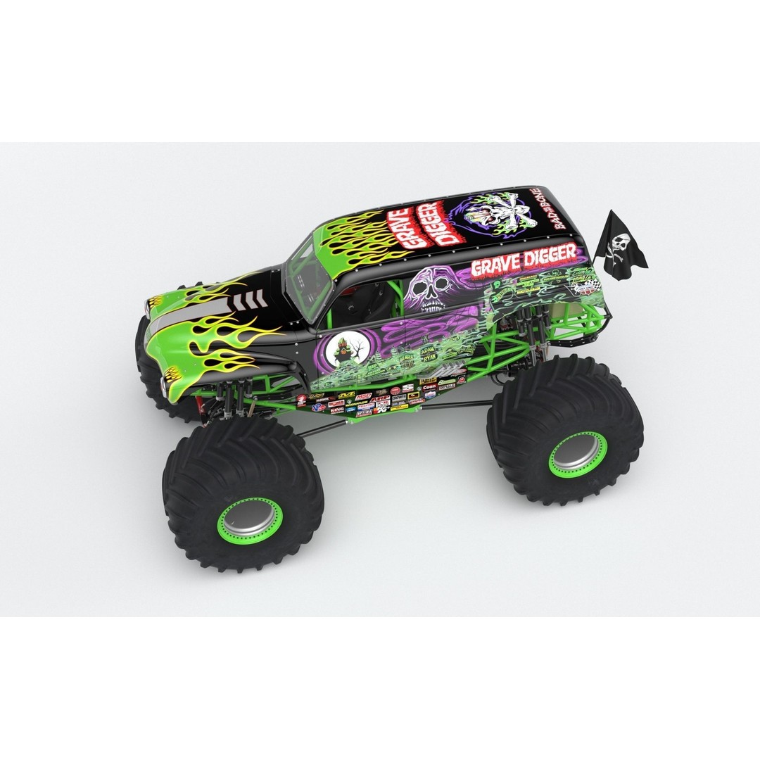 Grave Digger Monster Truck 3D Model – High Poly Game Asset, FBX, OBJ - View 38