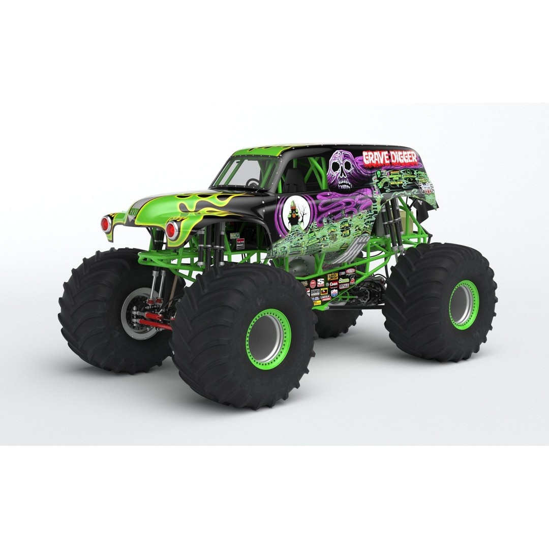 Grave Digger Monster Truck 3D Model – High Poly Game Asset, FBX, OBJ - View 39