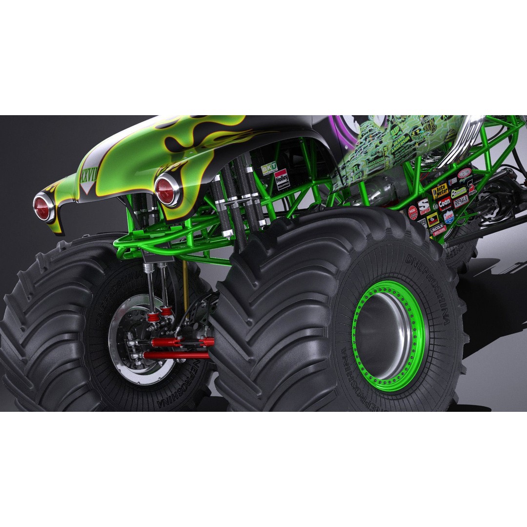 Grave Digger Monster Truck 3D Model – High Poly Game Asset, FBX, OBJ - View 4
