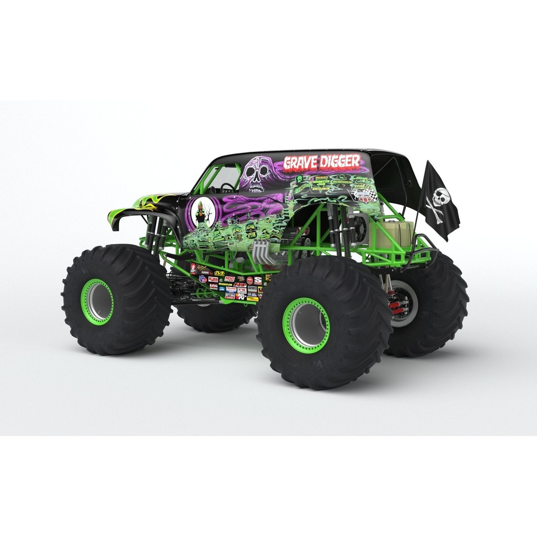 Grave Digger Monster Truck 3D Model – High Poly Game Asset, FBX, OBJ - View 40