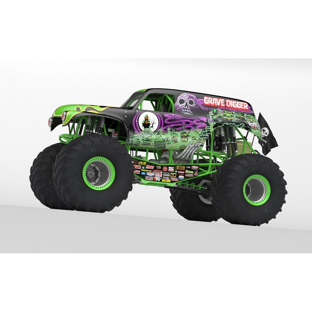 Grave Digger Monster Truck 3D Model – High Poly Game Asset, FBX, OBJ - View 41